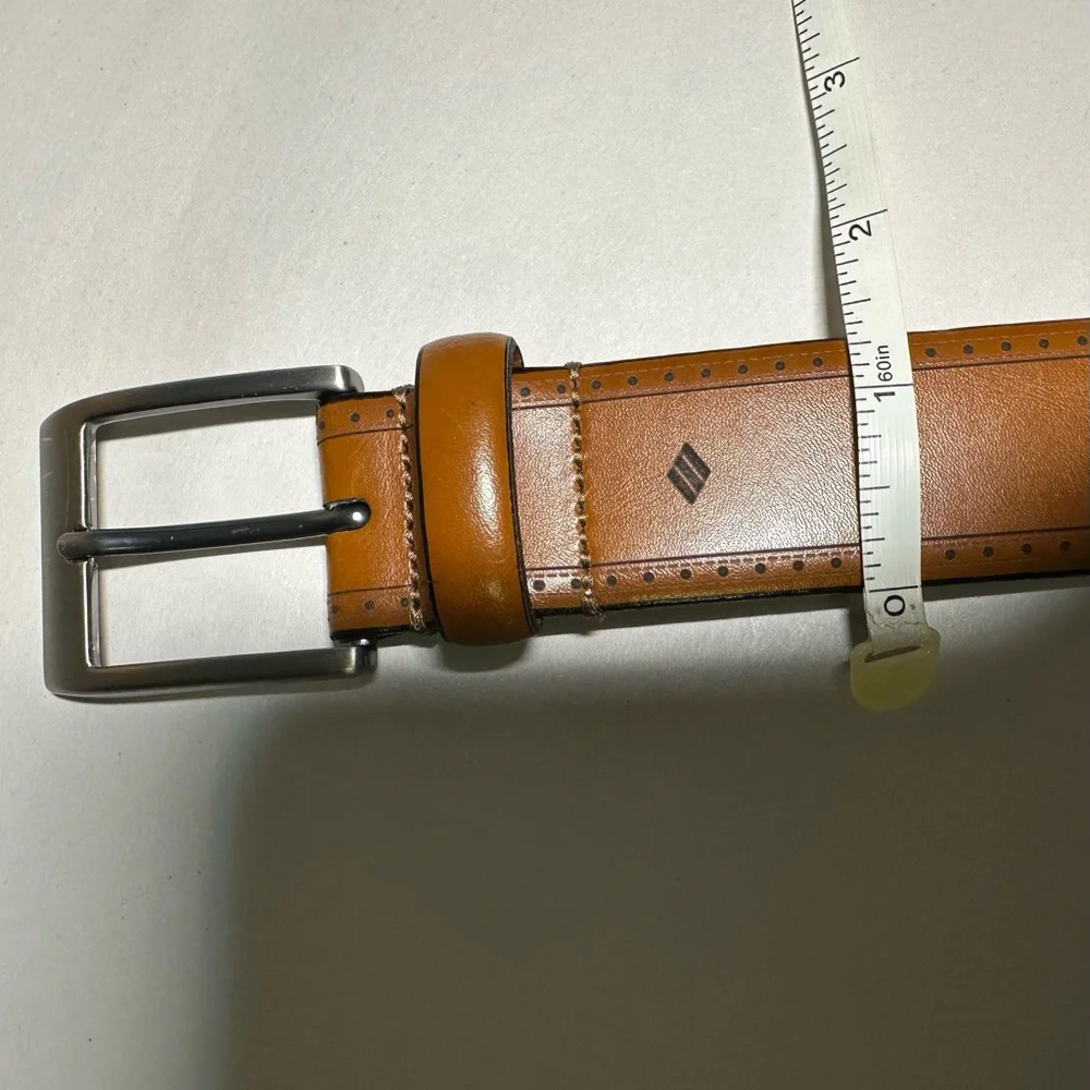Joseph Abboud Feather Edged Laser Detail Leather Belt Size: 34/85